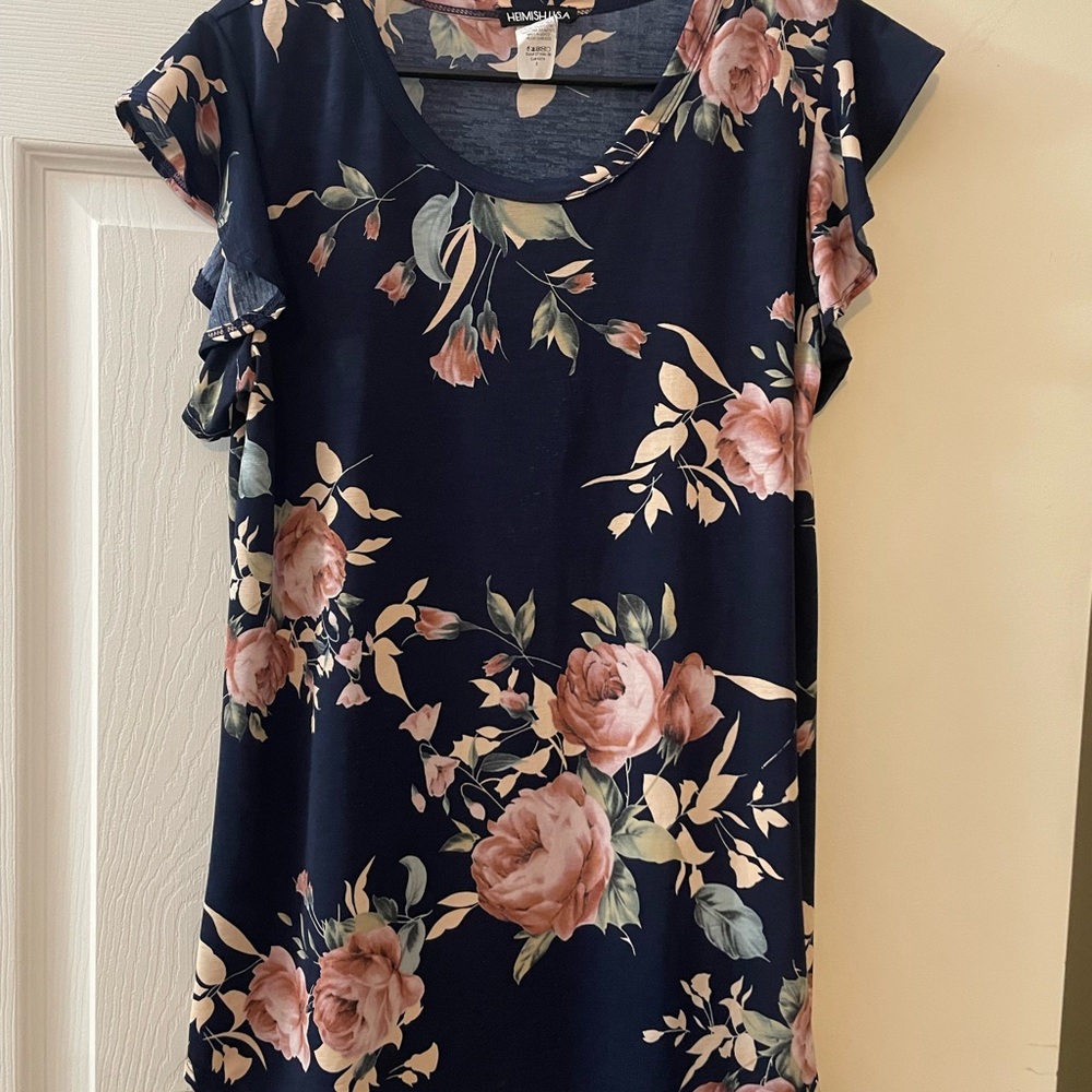 HEIMISH USA Navy and Peach Floral Top